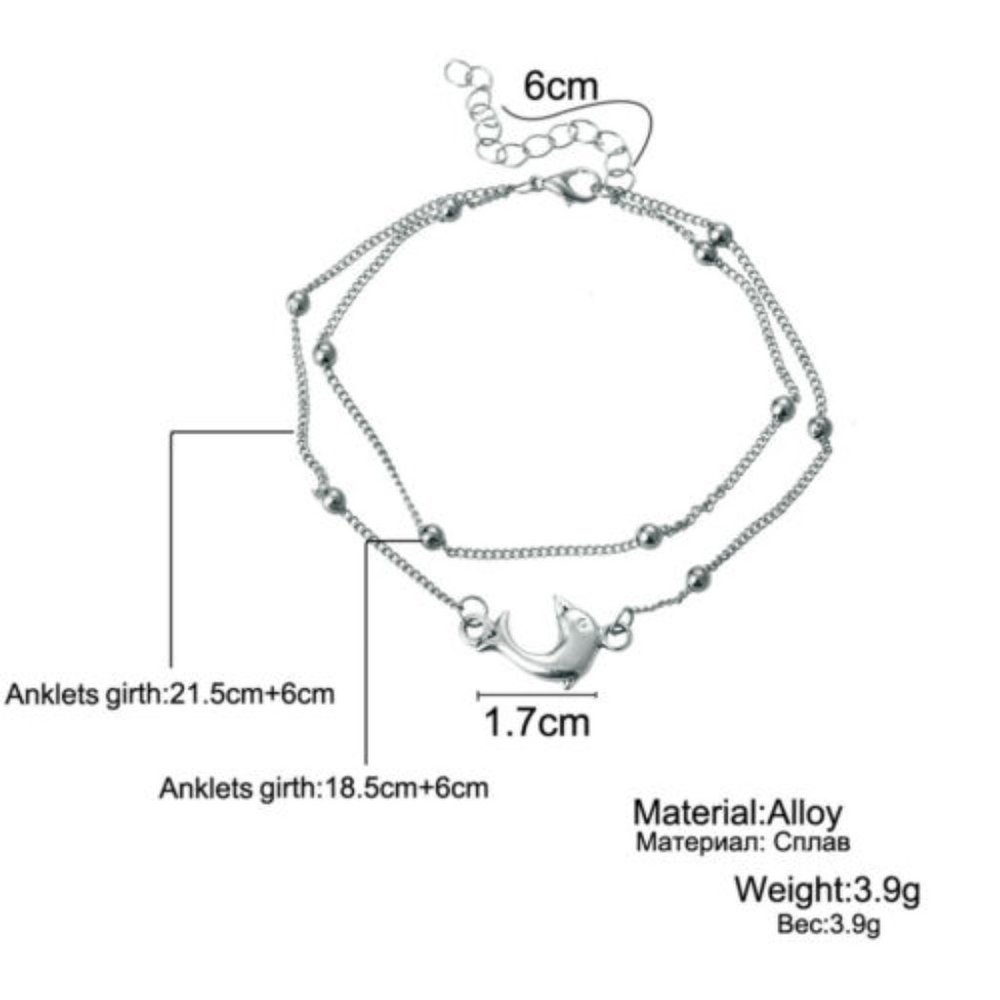 Silver Dolphin Beach Women's Anklet Ankle Bracelet - Picture 4 of 6
